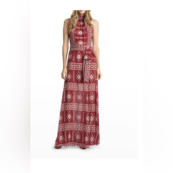 Rust Red Geometric Maxi Dress - Picture 1 of 5